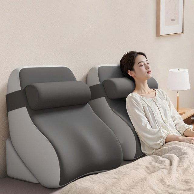 HEHUAI HT XL Lesekissen Ergonomisches Keilkissen mit Seitentaschen und abnehmbarem waschbarem Bezug in Schwarz und Grau - Bild 1