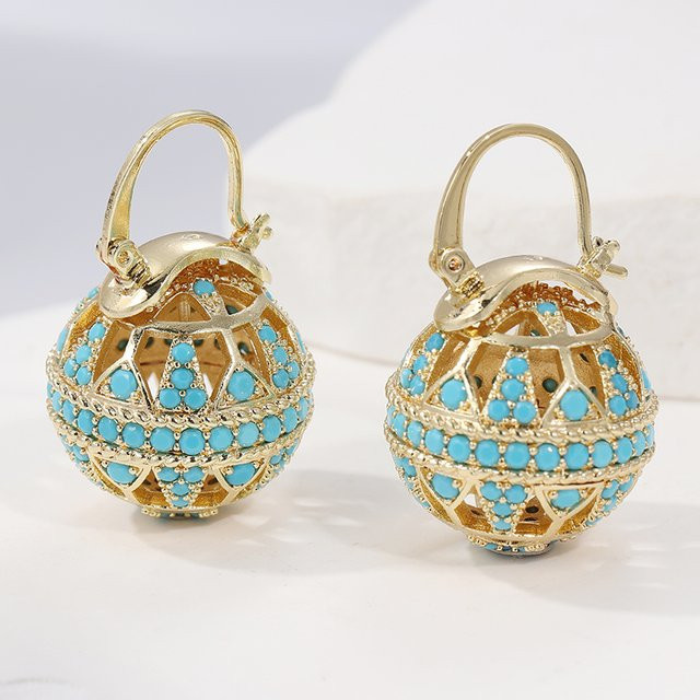 Futz Ohrringe, Vintage, Gold, blaue Zirkonia, Damen - Bild 1