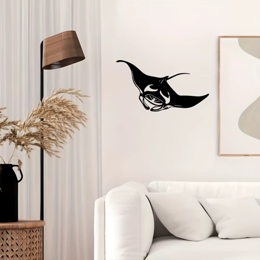 CIFBUY Vintage Manta Ray Metall-Wandkunst in Schwarz als Meeres-Tier-Dekoration aus Eisen - Bild 4
