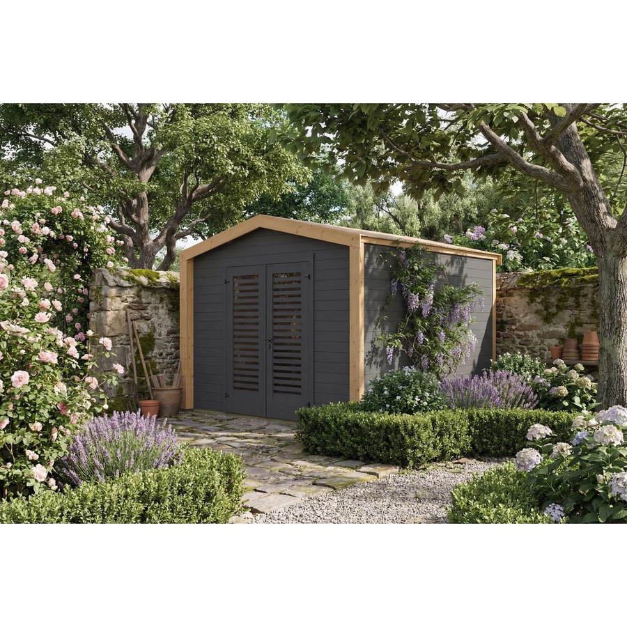 Weka Holz-Gartenhaus Killarney mit Satteldach in Anthrazit-Eiche und modernem Design, B/T: 311 cm x 313 cm - Bild 2