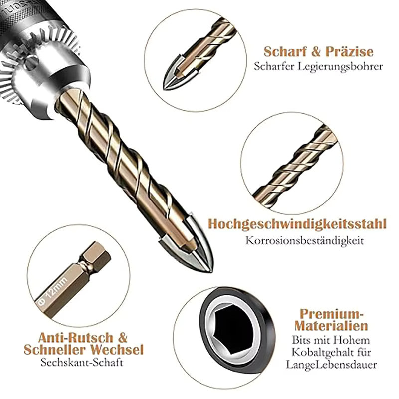 Rafford 12-teiliges Fliesenbohrer-Set mit sechseckigem Schaft für Glas, Stein und Keramik, Durchmesser 3–12 mm - Bild 6