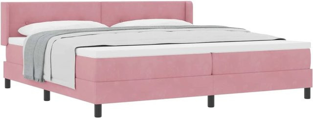 vidaXL Boxspringbett mit Matratze in Rosa, Hybrid-Konstruktion aus Federkern und Schaumstoff, B/T: 200 x 200 cm - Bild 1