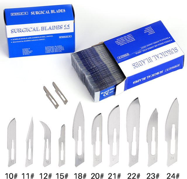 100 Stück chirurgische Klingen aus Kohlenstoffstahl von muduoban in Silber für Zahnchirurgie, Schnitzarbeiten und Reparaturen - Bild 1