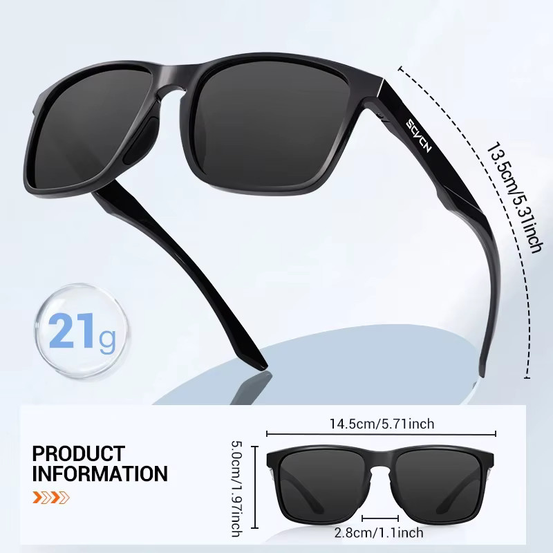 SCVCN Sonnenbrille, polarisiert, Vollrand, Kunststoff, Unisex, black - Bild 2