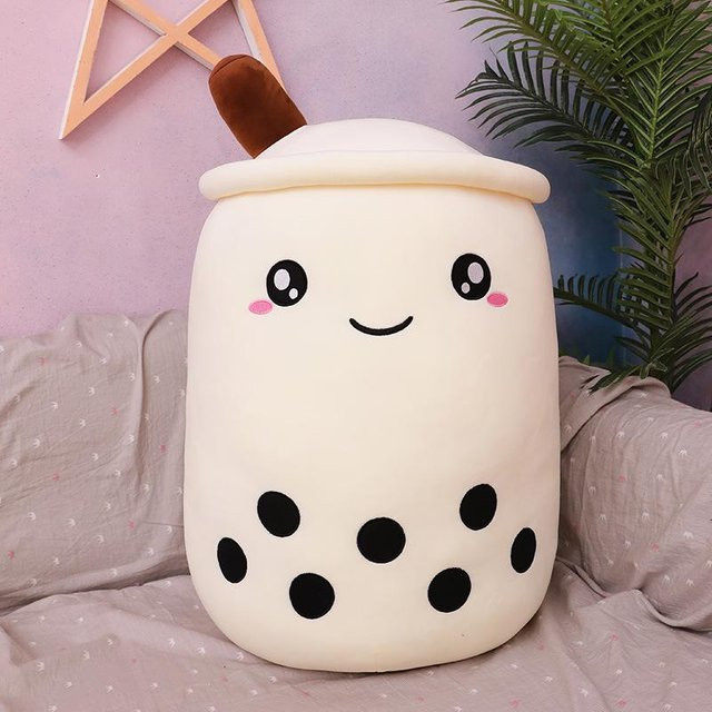 Linyi toy car Bubble Tea Plüschtier, Boba Milchtee Kuscheltier, Weiß - Bild 1