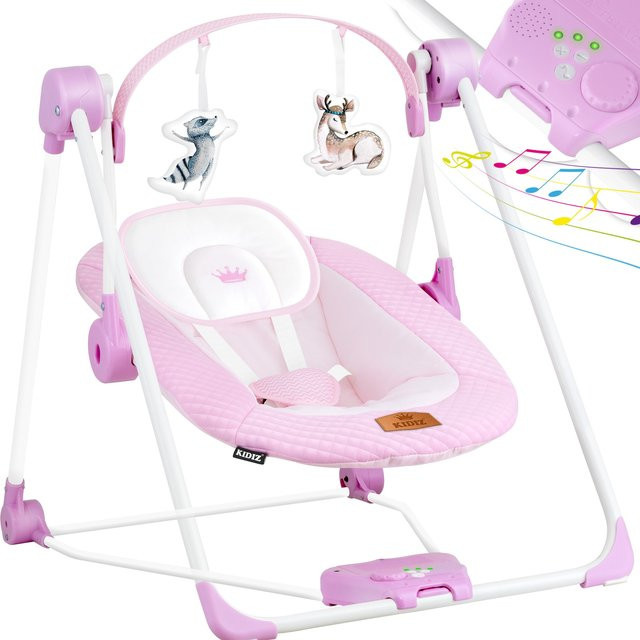 KIDIZ Babywippe Babyschaukel mit 5 Geschwindigkeiten, Spielbogen mit Spielzeug und 5 Naturgeräuschen, zusammenklappbar - Bild 1