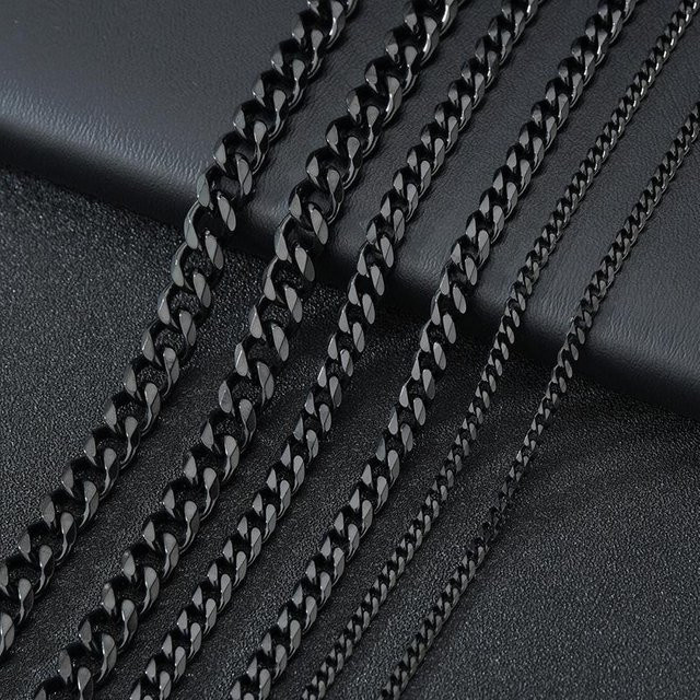 Halskette Edelstahl, Panzerkette, Schwarz, 50 cm, Unisex - Bild 1