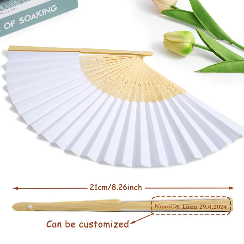 KAZHAN Personalisierte weiße Papierfächerchen mit Geschenktüte als Hochzeits-Gastgeschenk und Party-Accessoire - Bild 3