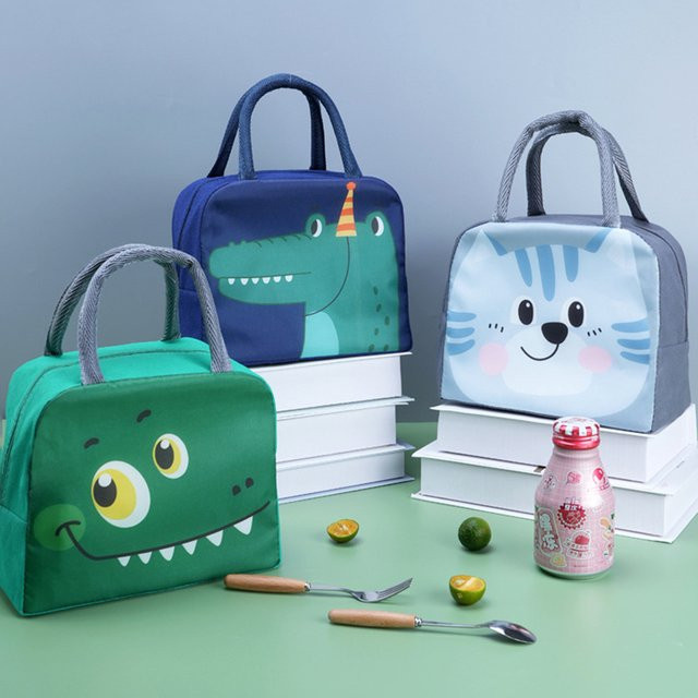 Hoeaden Lunch Bag für Kinder mit Cartoon-Design, isolierte Thermaltasche aus wasserdichtem Oxford-Gewebe und Nylon mit Reißverschluss - Bild 1