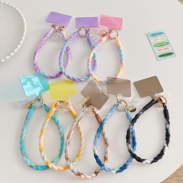 DYM Silikon Handy Lanyard mit leuchtendem Bären-Anhänger für iPhone und andere Smartphones, Mehrfarbig - Bild 1