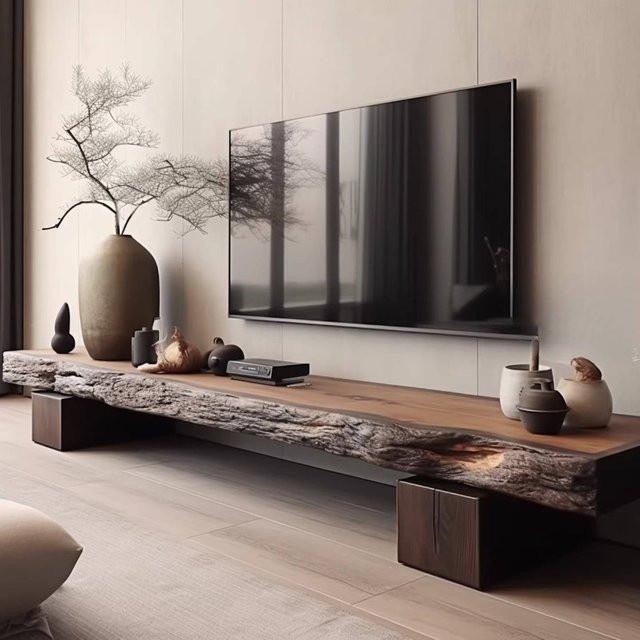 Minimalistischer TV-Schrank aus Massivholz von DUTRIEUX in Braun, Japanisches Design für dein Wohnzimmer, Breite: 200 cm - Bild 1