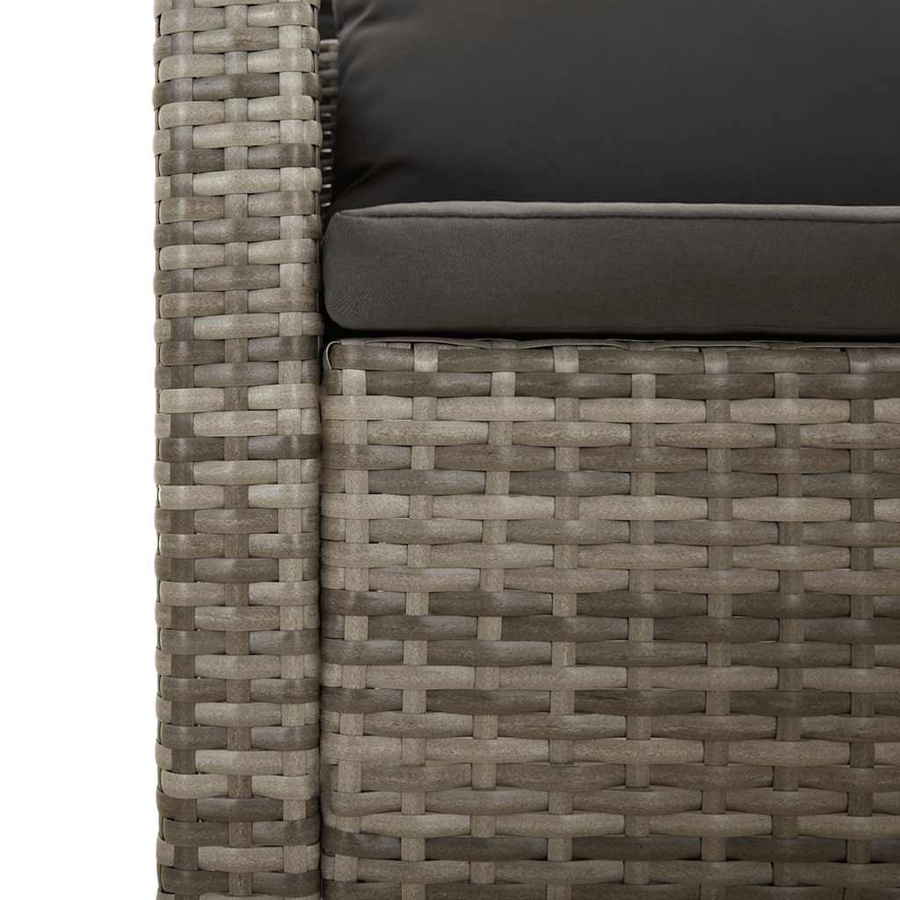 vidaXL 3-tlg. Garten-Lounge-Set in L-Form aus grauem Poly Rattan mit Kissen und pulverbeschichtetem Stahlgestell - Bild 4
