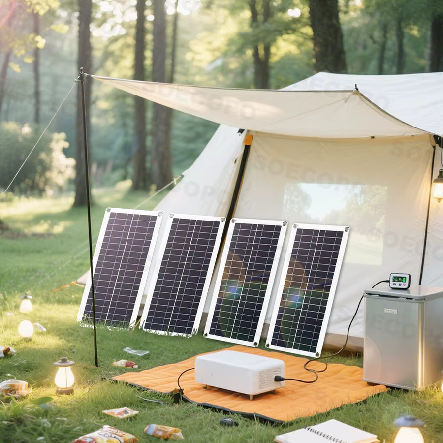 SOECOPO 800W Solarpanel-Set mit 4 Photovoltaik-Zellen und 100A Controller, tragbares 12V Batterieladegerät für Auto, Wohnmobil und Boot, Schwarz - Bild 3