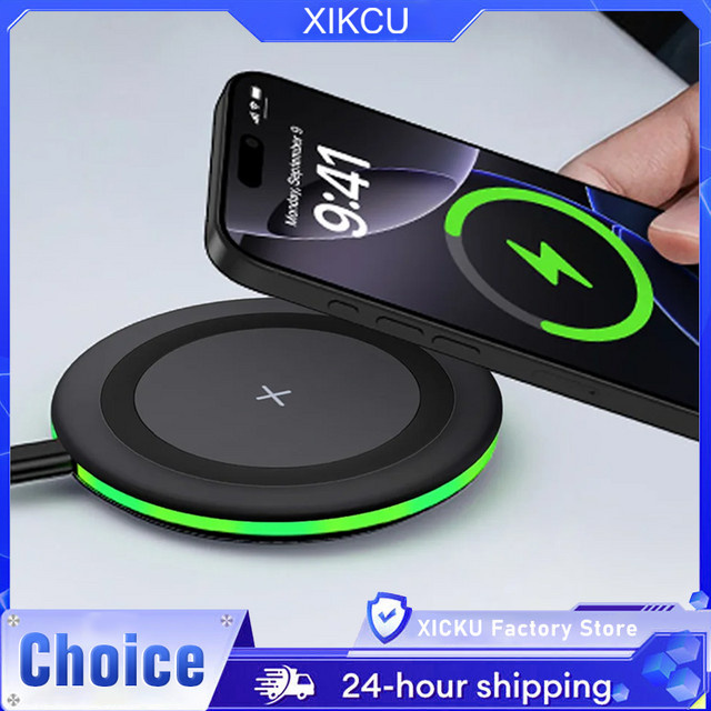 XIKCU LED Kabelloses Schnellladegerät in Schwarz für iPhone und AirPods Pro - Bild 1