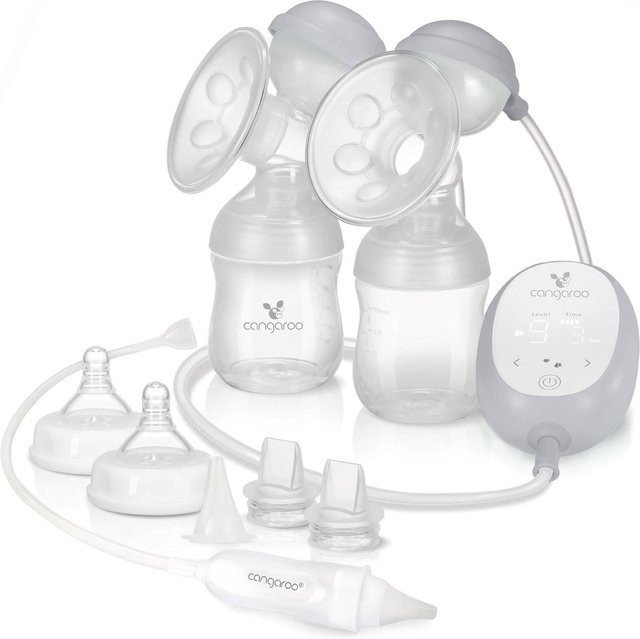 Cangaroo Elektrische Doppelmilchpumpe 2 in 1 Grace XN-D254 mit Nasensauger und Flaschen in Grau - Bild 1