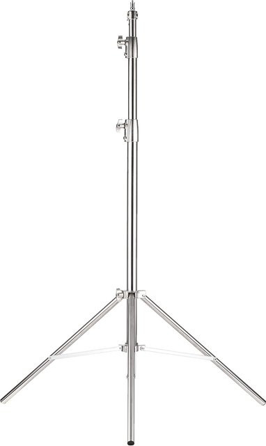 Arealer Fotografie-Lichtstativ aus Edelstahl in Silber, Höhe: 280 cm, mit 1/4 und 3/8 Zoll Schraube für Softbox und Blitzlicht - Bild 1