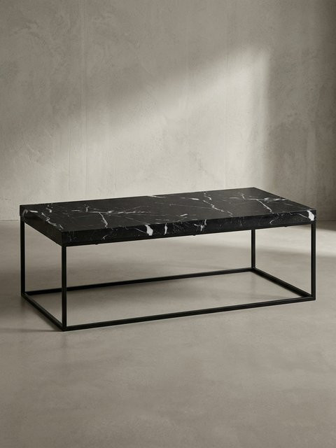 Moderner Couchtisch von KADIMA DESIGN in Stein-Optik mit Metallbeinen, rechteckig, Schwarz, B/T/H: 120 x 60 x 38 cm - Bild 1