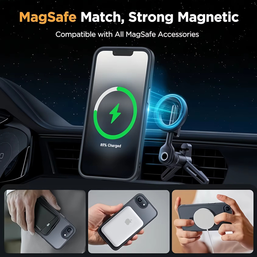 Miracase Schutzhülle für iPhone 17e und iPhone 16e mit MagSafe und Displayschutz, Stoßfest, Schwarz, 6,1 Zoll - Bild 3