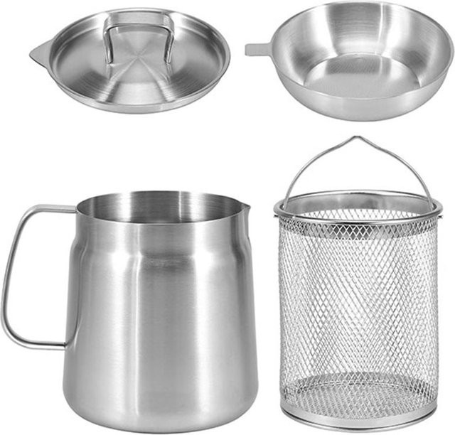 Edelstahl Ölfilter Topf mit Deckel und Bratkorb, Silber, 2,0 l - Bild 1