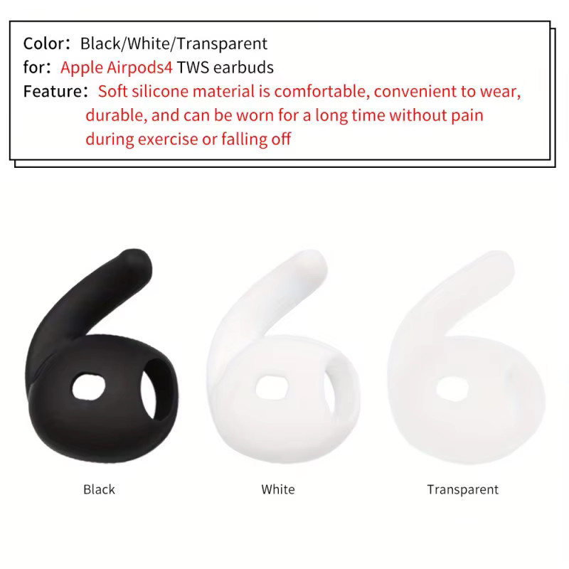 Silikon-Ohrstöpsel für Apple AirPods 4 in Weiß, 4/2 Stück Set als Anti-Verlust-Ersatzaufsätze für sicheren Halt und Geräuschreduzierung - Bild 5