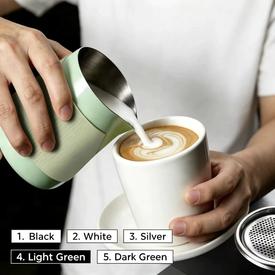 IKAPE Espresso Milchkännchen V3 aus Edelstahl in Silber, 500ml Milchaufschäumkrug mit spitzem Ausguss - Bild 3