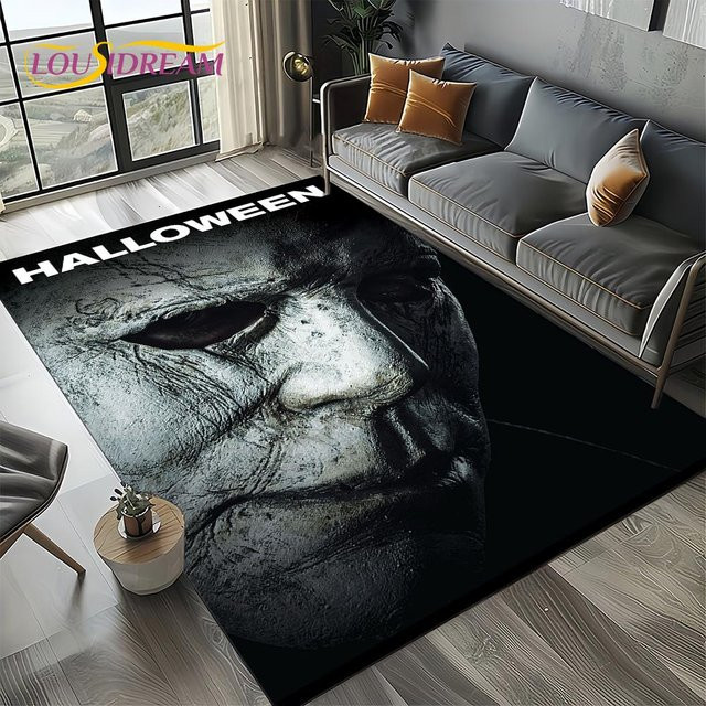 Rutschfeste Horrorfilm Charakter Teppich für Wohnzimmer und Schlafzimmer, Design Chucky Pennywise Saw, Farbe: Schwarz, B/T: 60 x 40 cm - Bild 1