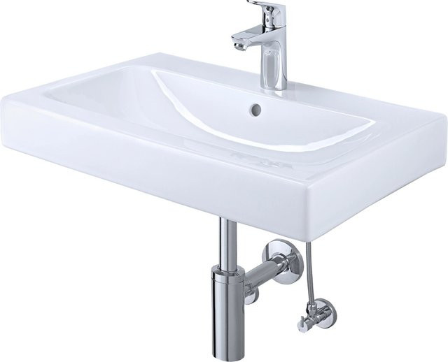 Geberit Waschbecken iCon aus Keramik mit Armatur, Weiß, Breite: 60 cm, Tiefe: 48,5 cm, Höhe: 15,5 cm - Bild 1