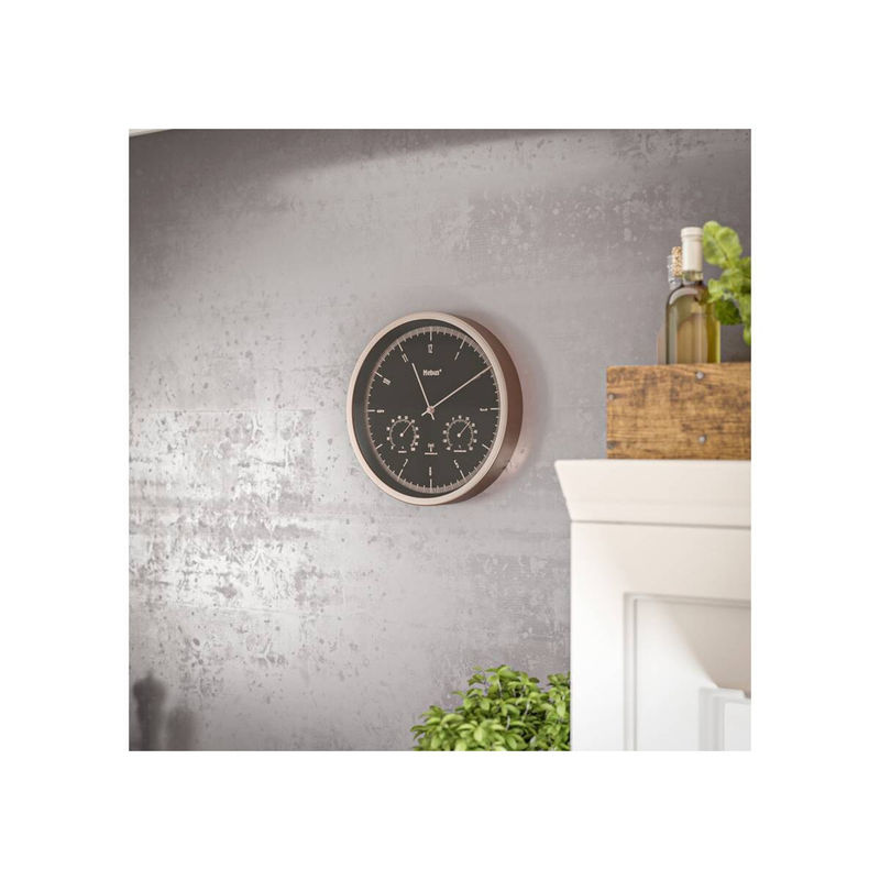 Mebus Funkuhr Analog Rund aus Metall in Kupfer und Schwarz Durchmesser: 25 cm - Bild 2