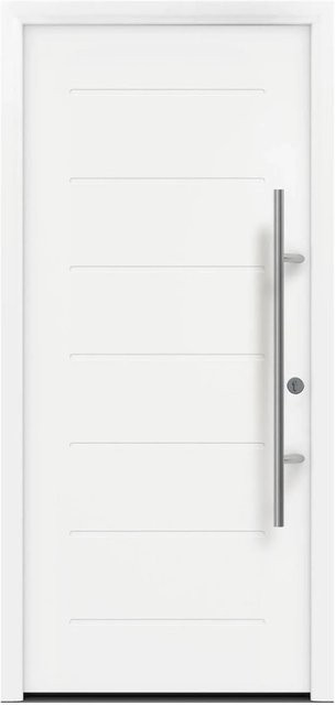 EcoStar Haustür Isopro Secur IPS 015 in Verkehrsweiß, B: 110 cm, H: 210 cm, DIN Rechts, RC2 Sicherheit mit Stahl und Aluminium - Bild 1