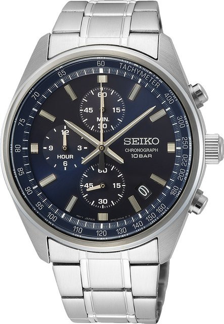 Seiko Chronograph, Quarz, Edelstahl, Blau, 42 mm, Herren - Bild 1