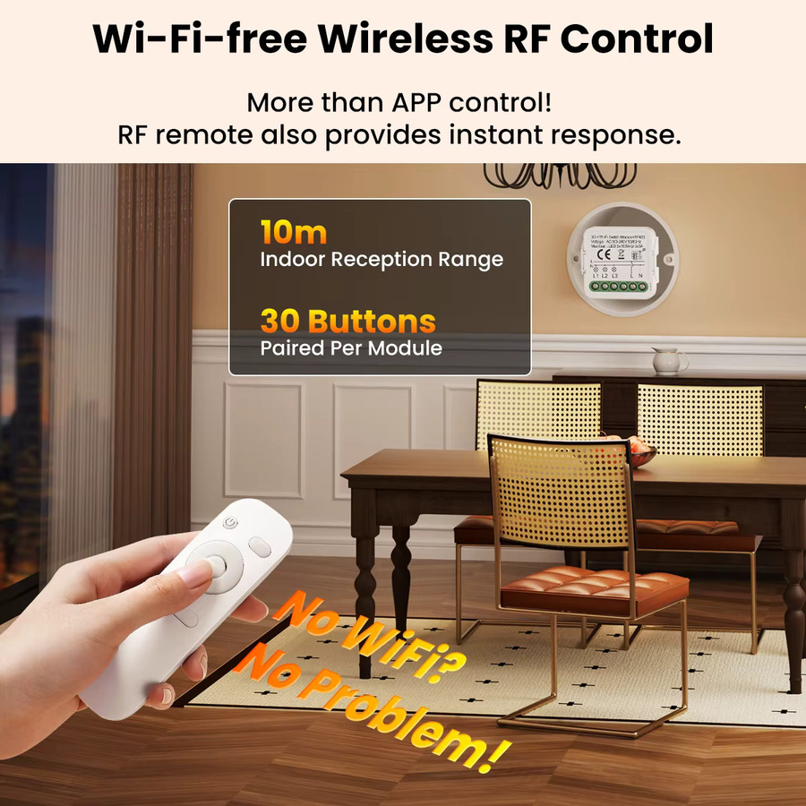GIRIER Tuya WiFi Smart Switch Modul in Weiß mit RF433, Neutralleiter erforderlich, unterstützt Zwei-Wege-Steuerung und ist kompatibel mit Alexa und Google Assistant - Bild 1