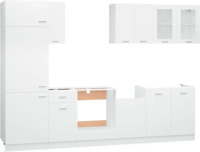 vidaXL 8-tlg Küchenzeile Weiß aus Holzwerkstoff mit Glastüren - Bild 1