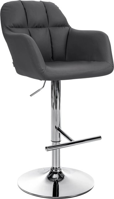 DELUKE Barhocker TUBEL in Schwarz mit Kunstleder und Silber, höhenverstellbarer Barstuhl mit Lehne und 360 Grad Drehbarkeit, B/T/H: 57 x 59 x 97 cm - Bild 1