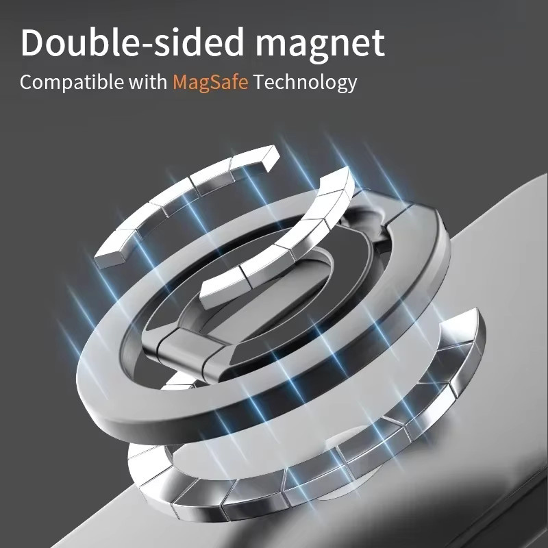 MagSafe doppelseitiger magnetischer Ringhalter in Grün – faltbarer tragbarer Telefongriff und universeller Stützständer für dein Smartphone und das Auto - Bild 3