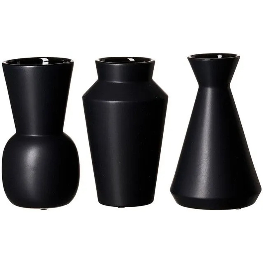 Ritzenhoff & Breker Kalmar Vasen-Set aus Porzellan, 3-teilig, Schwarz, minimalistisch-modern, Höhe: 20 cm - Bild 2