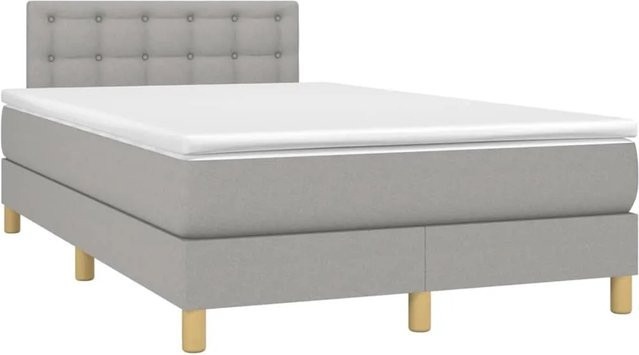 vidaXL Boxspringbett mit Matratze in Hellgrau, Hybridbett mit LED-Unterbettbeleuchtung und USB-Ladeanschluss, B/T: 120 x 200 cm - Bild 1