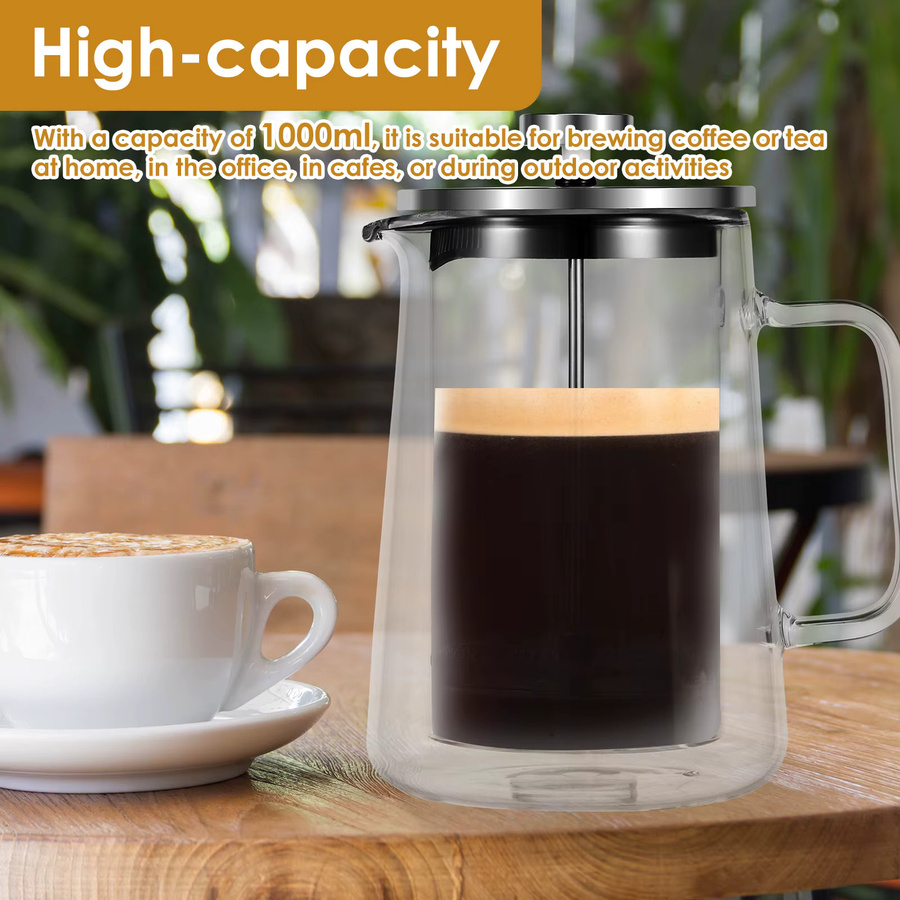 Willstar Französische Presse Kaffeemaschine aus Glas mit Filtration, Espresso-Topf und Perkolator, transparent, 350 ml / 650 ml / 1000 ml - Bild 5