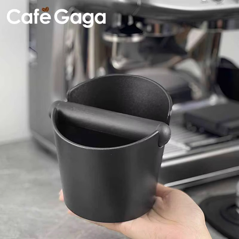 CafeGaGa Espresso Knock Box Kaffeesatz Behälter in Schwarz, runde Anti-Slip Dump Bin aus Kunststoff für Barista Zubehör - Bild 2