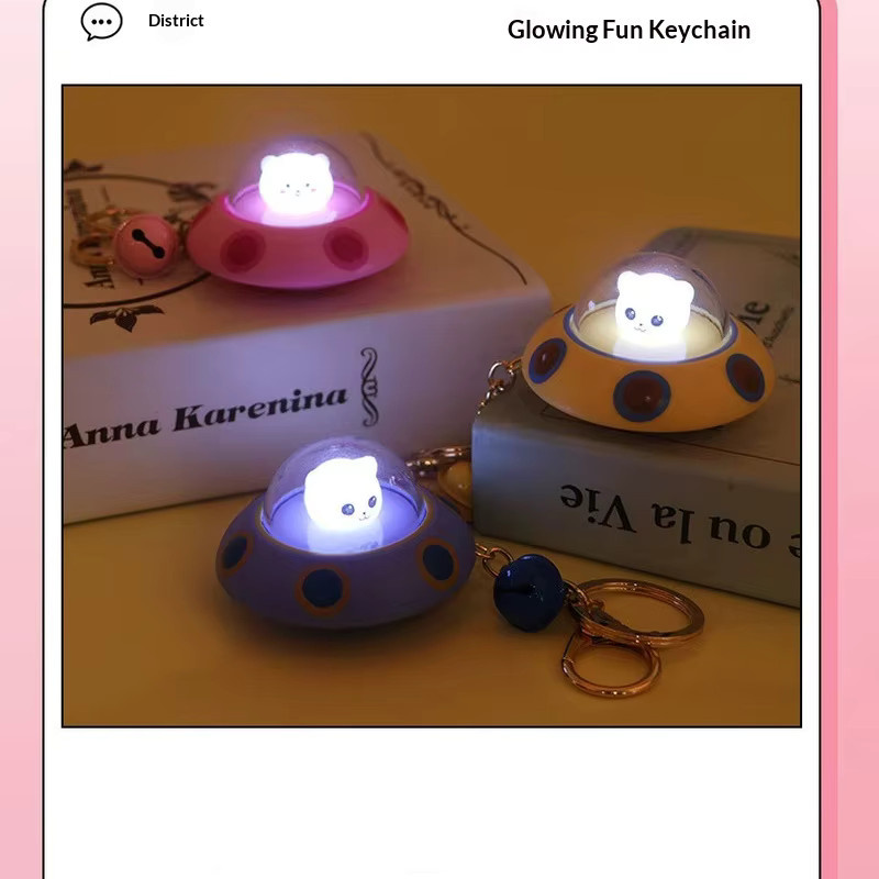 Potdemiel Schlüsselanhänger LED, UFO-Raumschiff, Katzen und Bären, Unisex - Bild 3