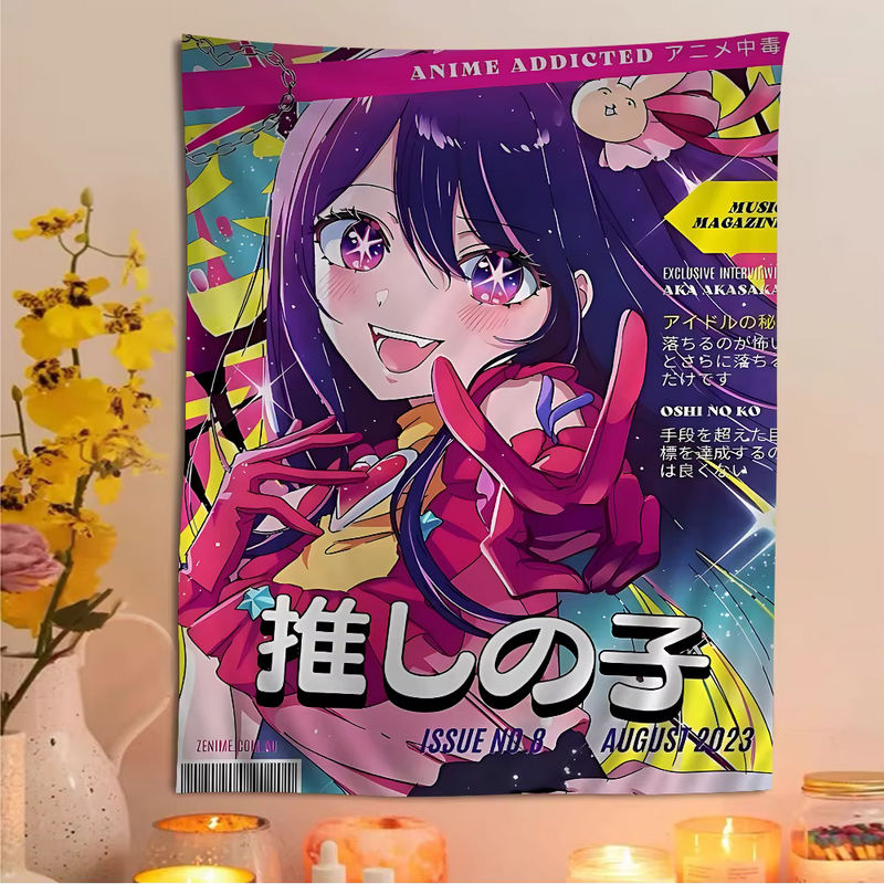 Potdemiel Wandteppich Oshi No Ko Anime Mandala Wandbehang im Bohemian Stil, Multicolor - Bild 4