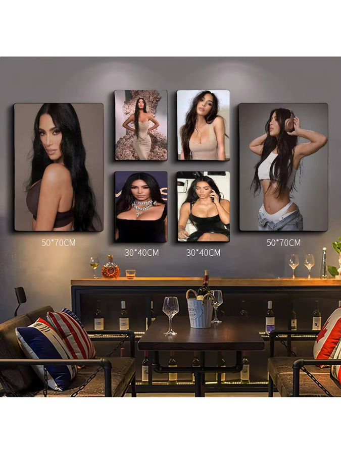 Retro Kim Kardashian Film-Poster als Aufkleber aus Kraftpapier in Braun und Multicolour, Rechteckig, Breite: 15,0 cm, Höhe: 10,0 cm - Bild 5