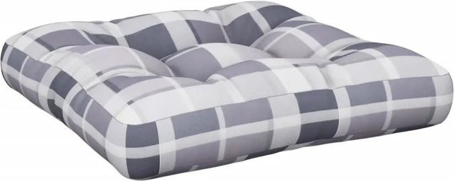 vidaXL Palettenkissen Grau Kariert aus Polyester, B/T/H: 58 x 58 x 10 cm - Bild 1