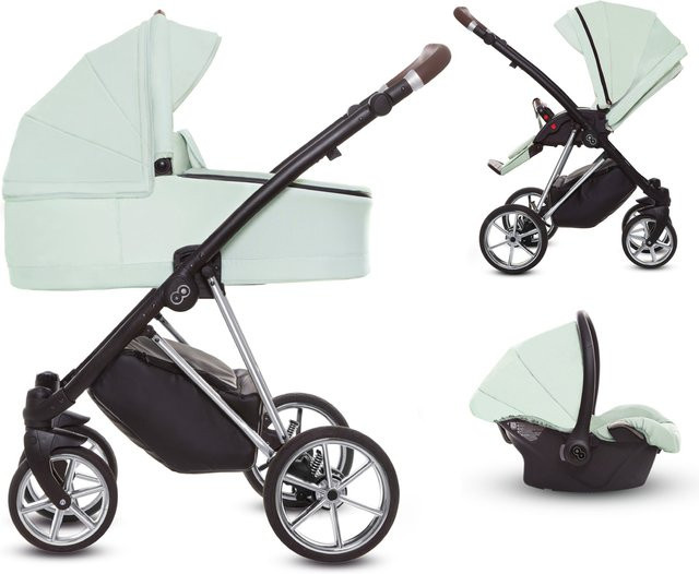 TPFLiving 3in1 Kinderwagen Ultra Stoff in Mint mit Chromgestell - Bild 1
