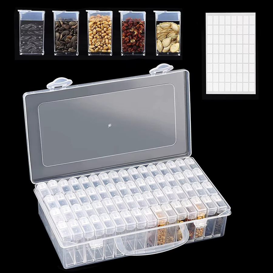 Willstar Aufbewahrungsbox für Diamantmalerei mit 64 Fächern, transparenter Mehrzweck-Organizer aus Kunststoff, B: 22,0 cm, T: 13,0 cm - Bild 2