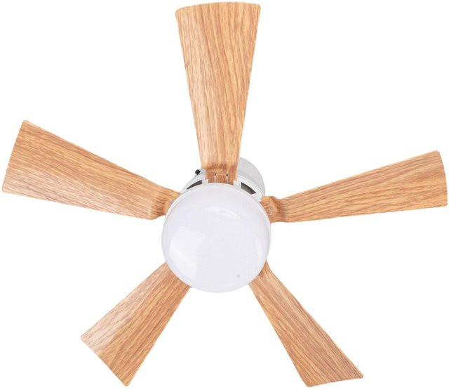 KONNWEI Deckenventilatorleuchte mit LED, dimmbar, weiß mit Holzmaserung, 30W, inklusive Fernbedienung und E26 Fassung - Bild 1
