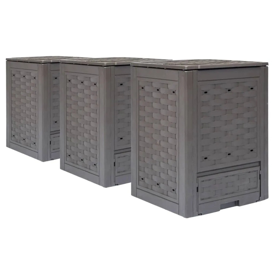 DELUKE MARV Komposter Garten Set aus 3 Stück, Braun, Kunststoff, 900L, B/T/H: 60 x 60 x 83 cm - Bild 2
