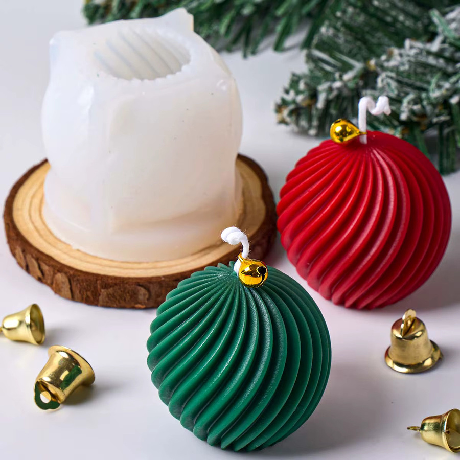 UDOCOOL Silikon Kerzenform 3D Drehen Ball für DIY Weihnachtsdeko und Handwerk in Multicolour - Bild 4