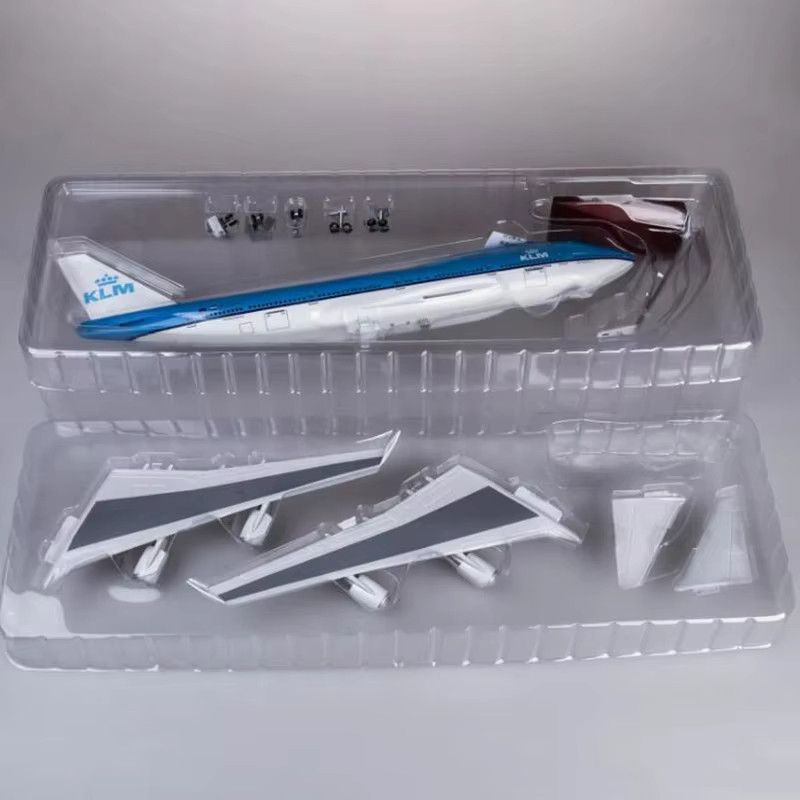 ZOCO KLM B747 Flugzeugmodell aus Metalldruckguss in Blau und Weiß mit Ständer, Länge: 47 cm - Bild 3