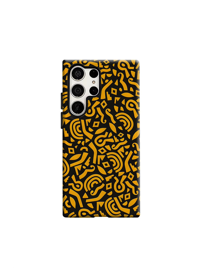Stoßfeste Doppelschicht Handyhülle mit Schwarz-Gelbem Tribal-Design für Samsung Galaxy S26 S25 Ultra S24 S23 Ultra Plus - Bild 6