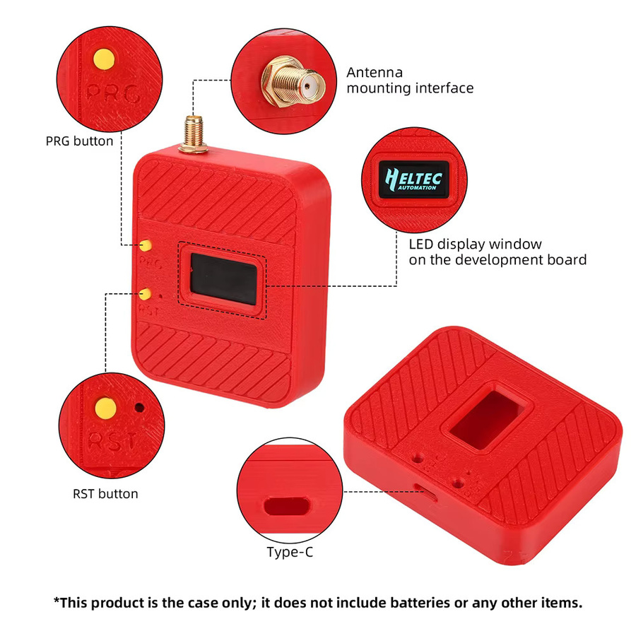 Ziqqucu WIFI LoRa 32 V4 ESP32 Bluetooth-Entwicklungsboard mit Erweiterungsgehäuse in Rot, kompatibel mit 14500 Lithium-Batterie für Arduino IoT LoRaWAN - Bild 2